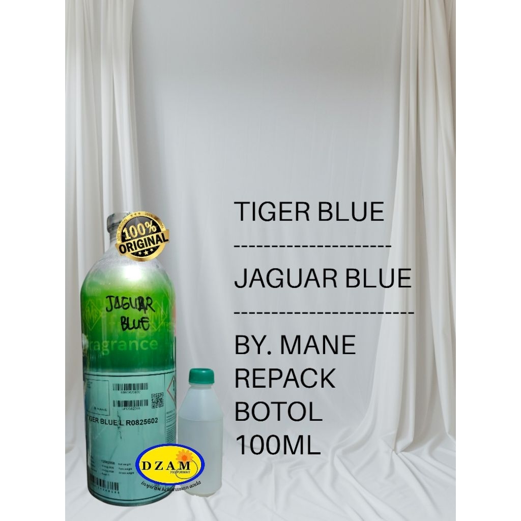 TIGER BLUE/JAGUAR BLUE BY.MANE REPACK BOTOL 100ML MURNI.