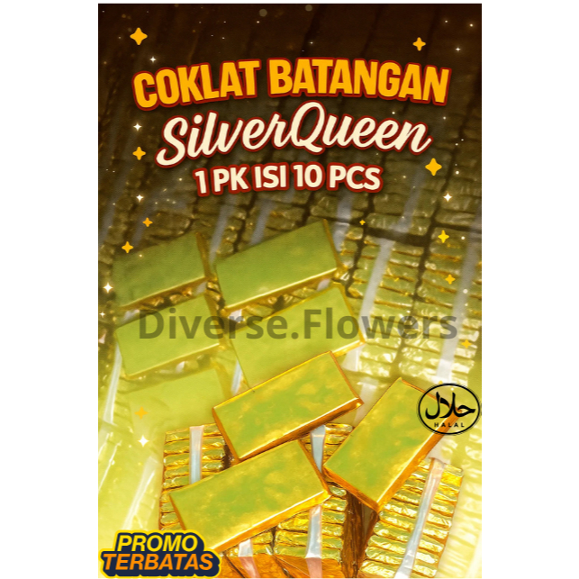 coklat silverqueen batangan isi 10pcs berat 100gram/ pcs cokelat kiloan mix milk delfi isi kacang me
