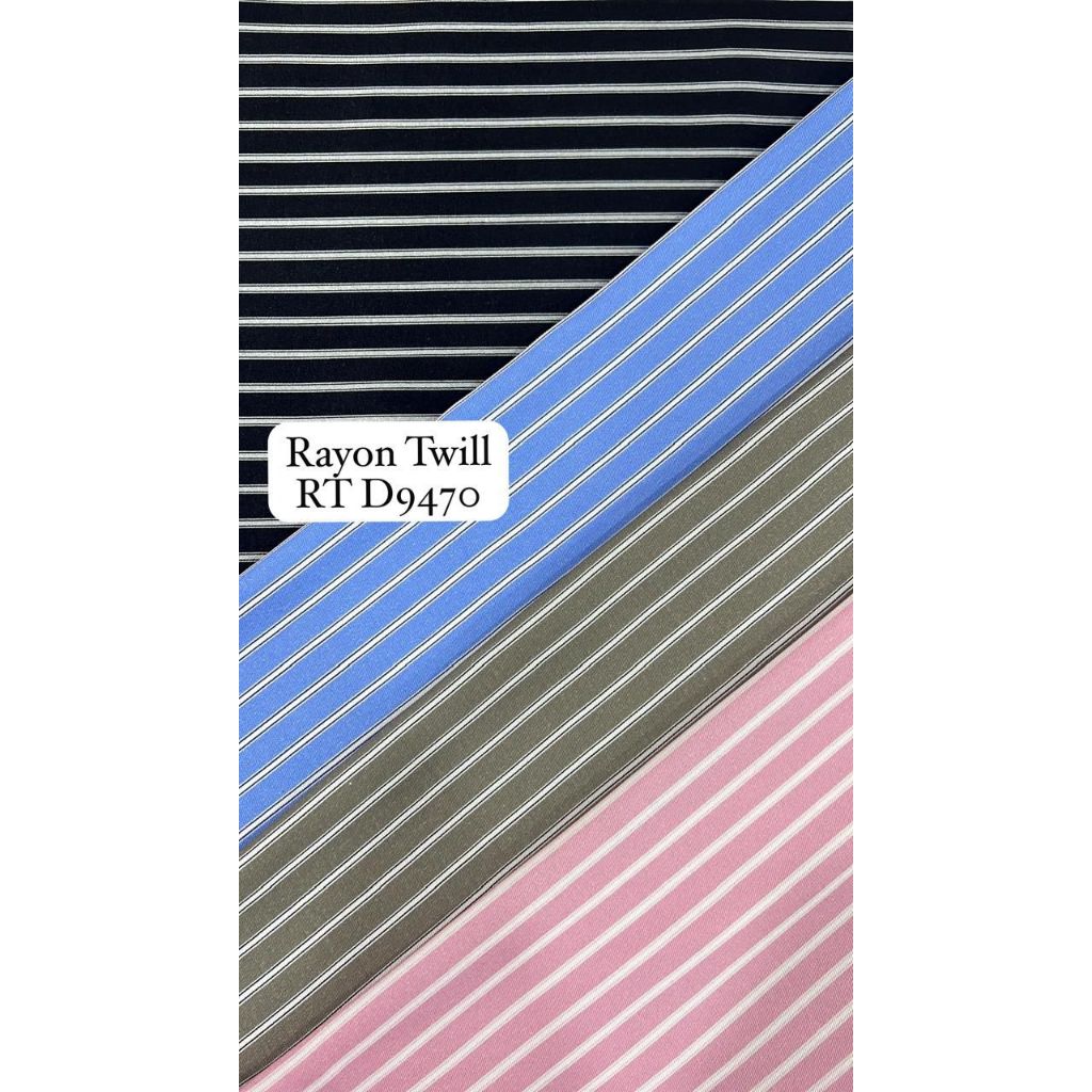 Kain Katun Rayon Twill Motif Salur Premium (0,5 Meter)
