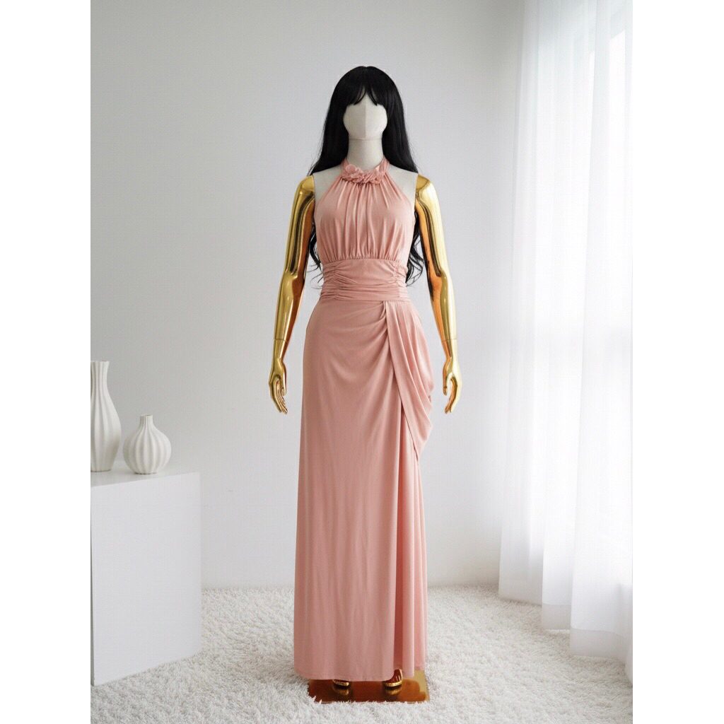 Elanne - Gaun Panjang Maxi Peach Party Dress