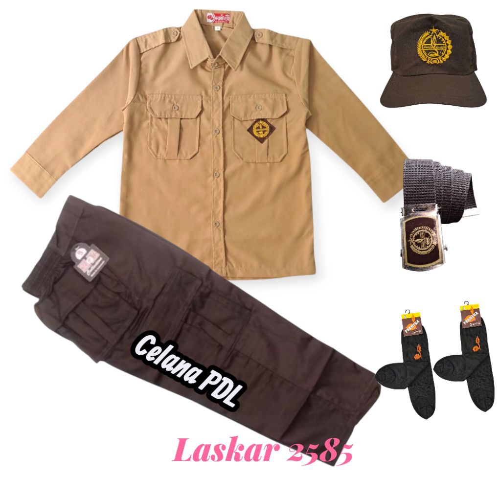 setelan lengkap Pramuka SD anak laki laki baju lengan panjang celana Pramuka PDL panjang
