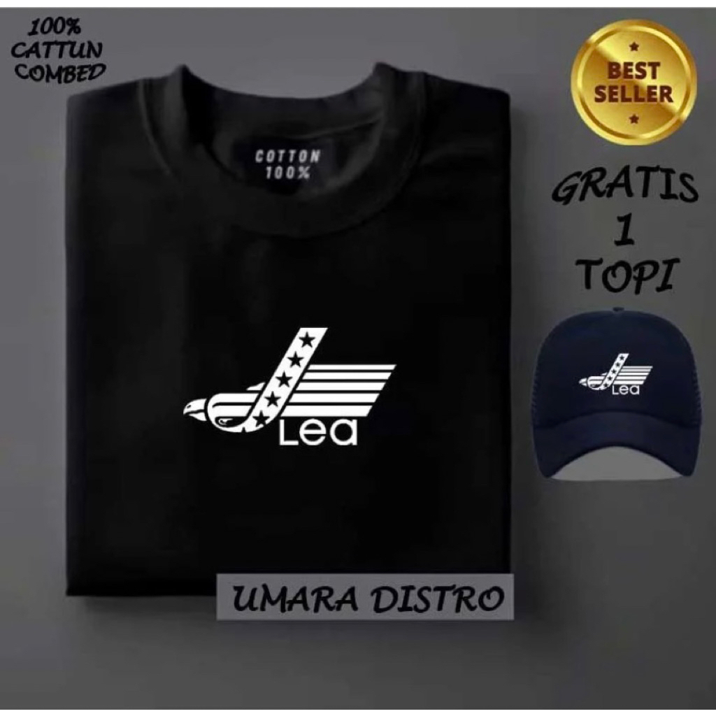 Bonus Topi!! Buy sekarang Promo kaos premium Lea text putih Unisex kaos keren terbaru