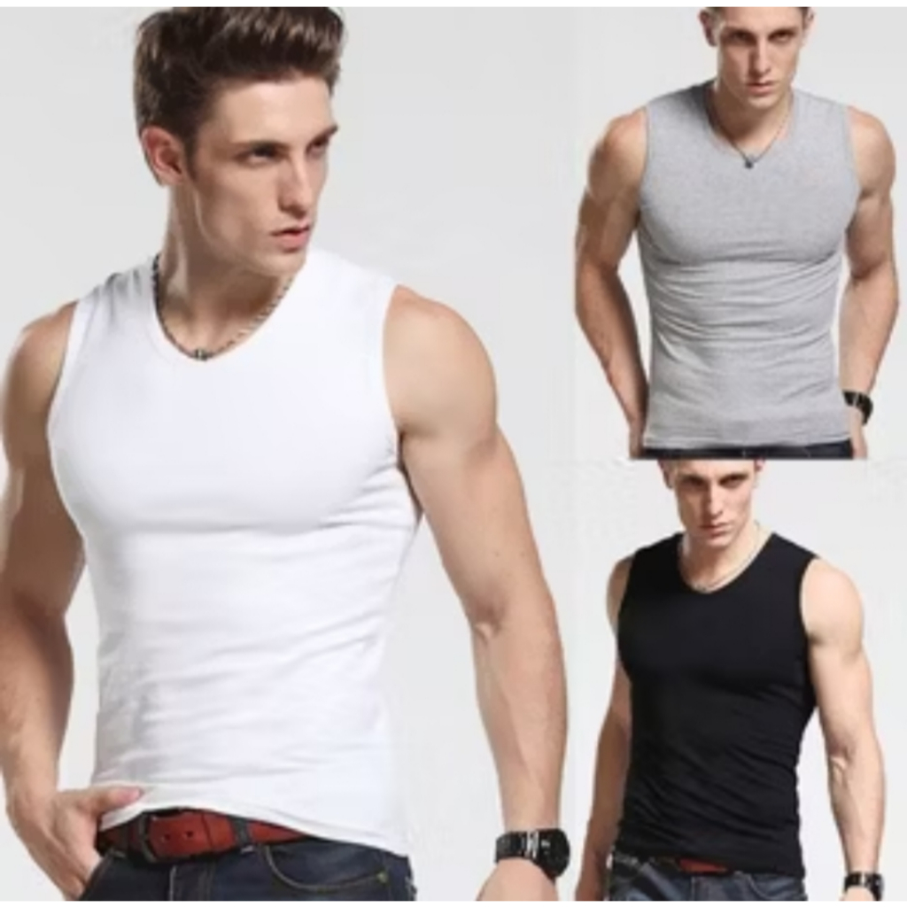(PAKET 4 pcs) Kaos Polos Jumbo Pria  LEKBONG Slim Vit - Tanktop Pria Terbaru - kaos LEKBONG