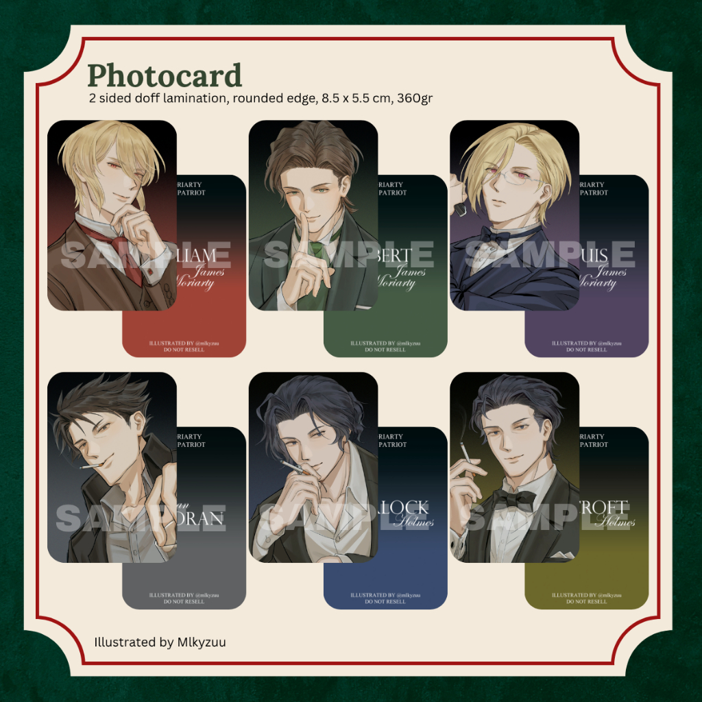 [MTP Fanmerch] Photocard Moriarty The Patriot by Mlkyzuu - William Albert Louis Moran Sherlock Mycro