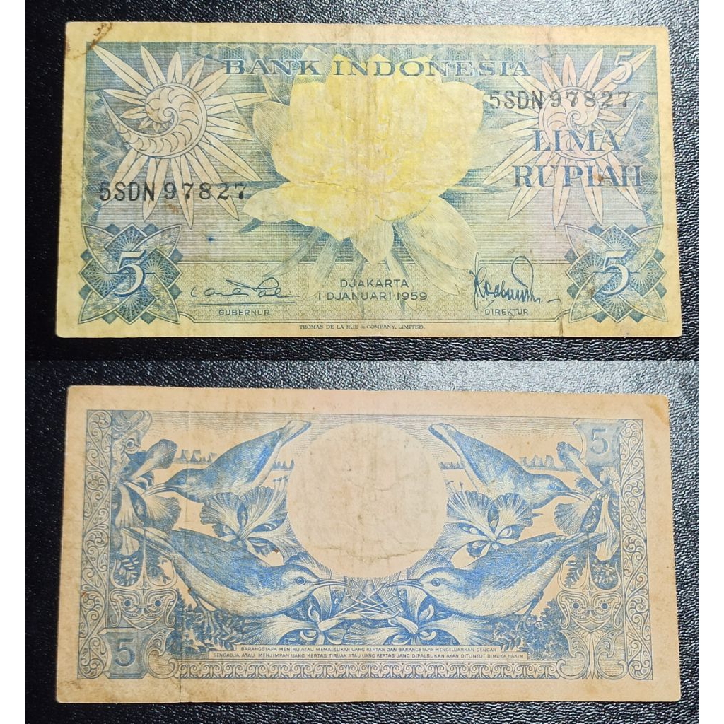 uang kuno Indonesia 5 rp tahun 1959 p2145