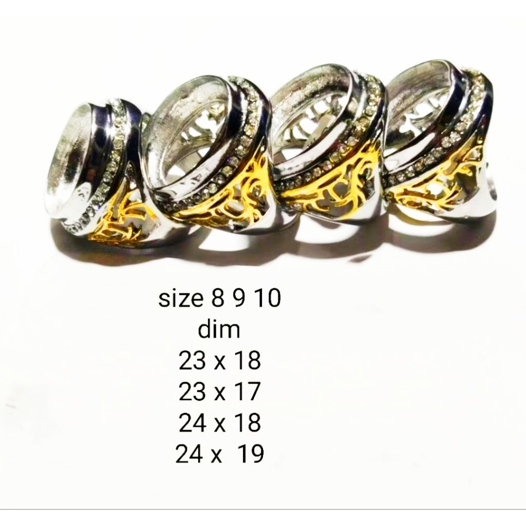 Ring emban cincin titanium silver gold model tanam ukir