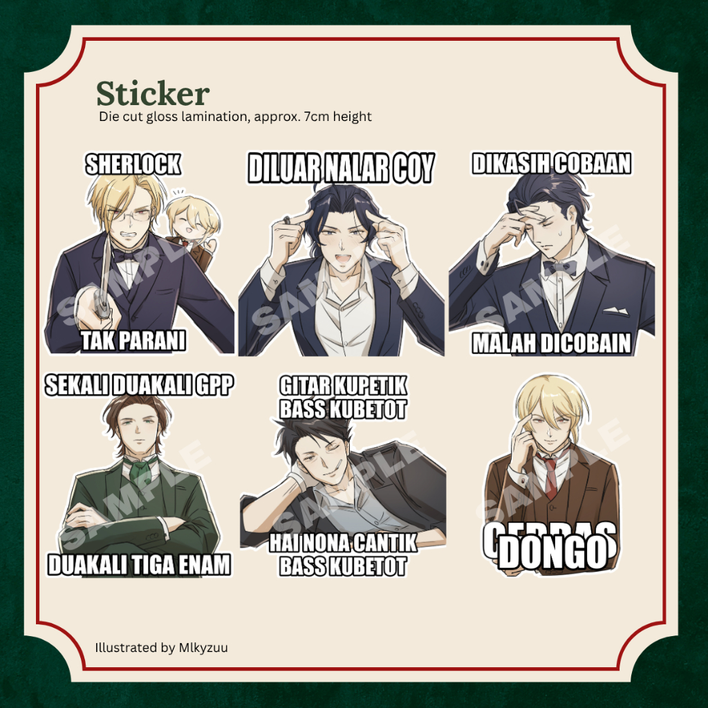 [MTP Fanmerch] Meme Sticker Set 6pcs Moriarty The Patriot by Mlkyzuu - William Albert Louis Moran Sh