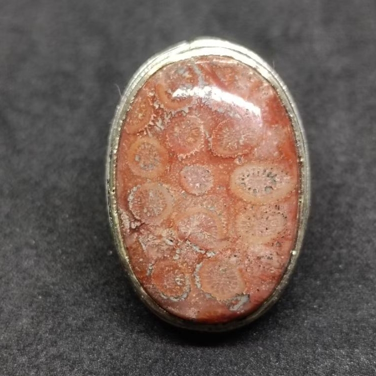 Cincin Batu Motip Merah , Jumbo , Natural