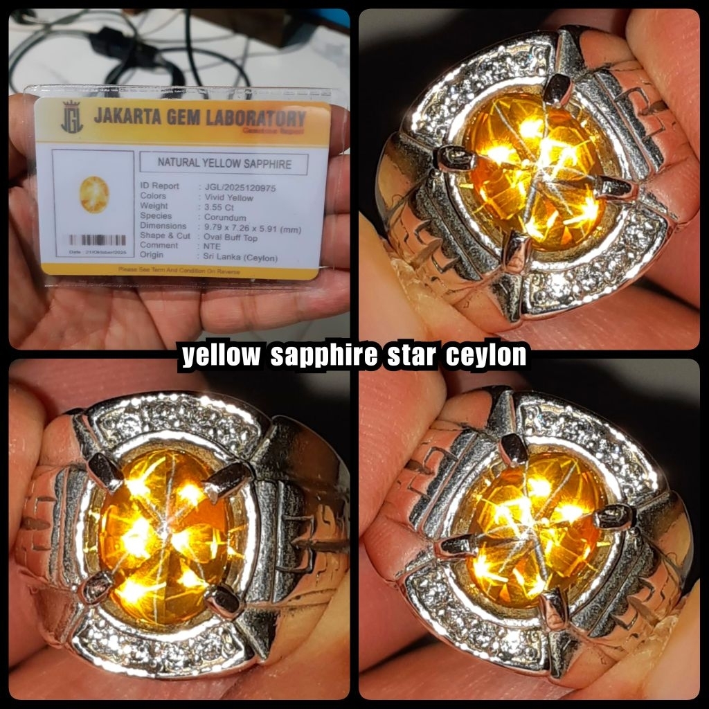natural batu permata super yakut sapphire srilanka + ring perak