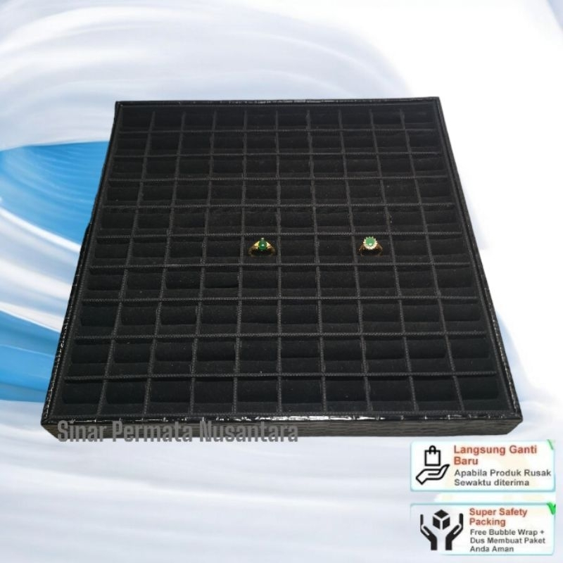 KKotak display nampan sekat pajangan cincin batu akik dan permata isi 100cc tanpa tutup