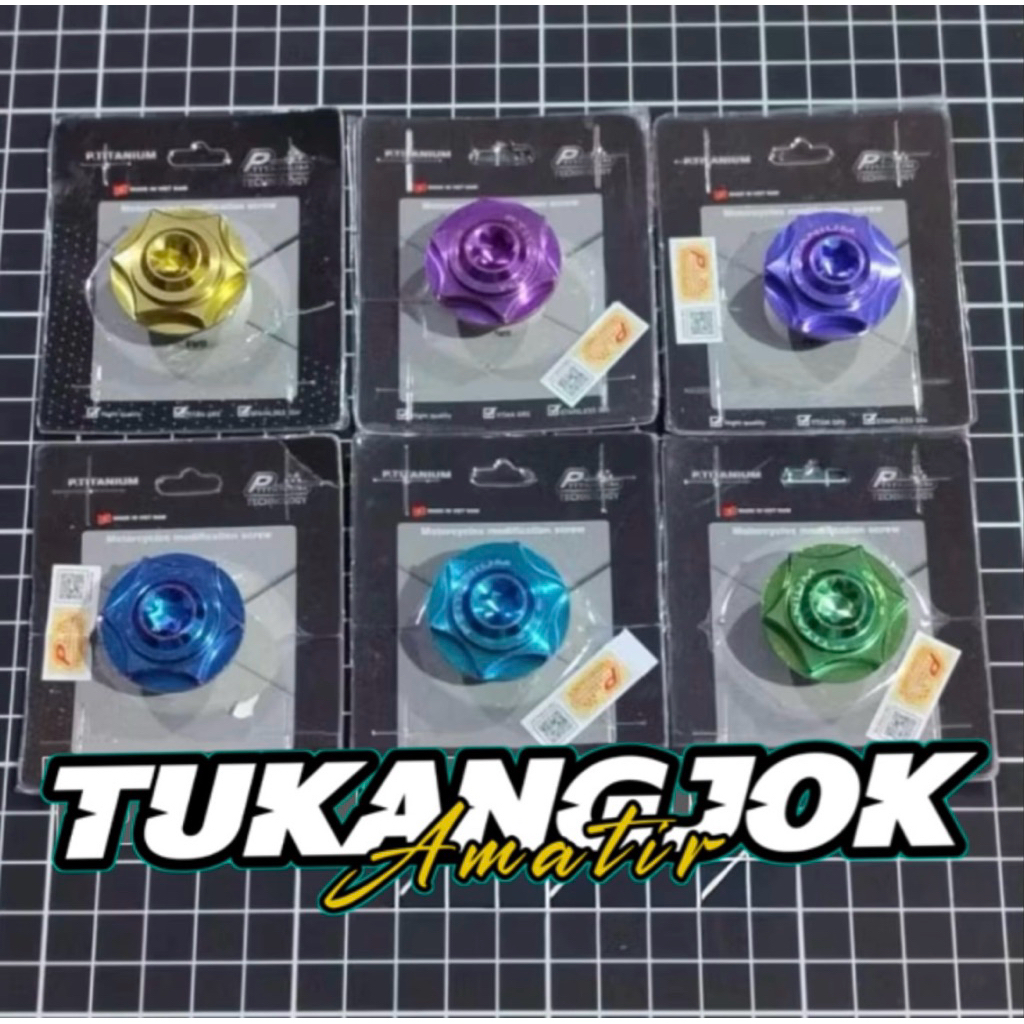 Tutup Oli Mesin Titanium Universal Honda & Yamaha Beat Vario Scoopy Dll Tutup Oli mesin Motor Honda 