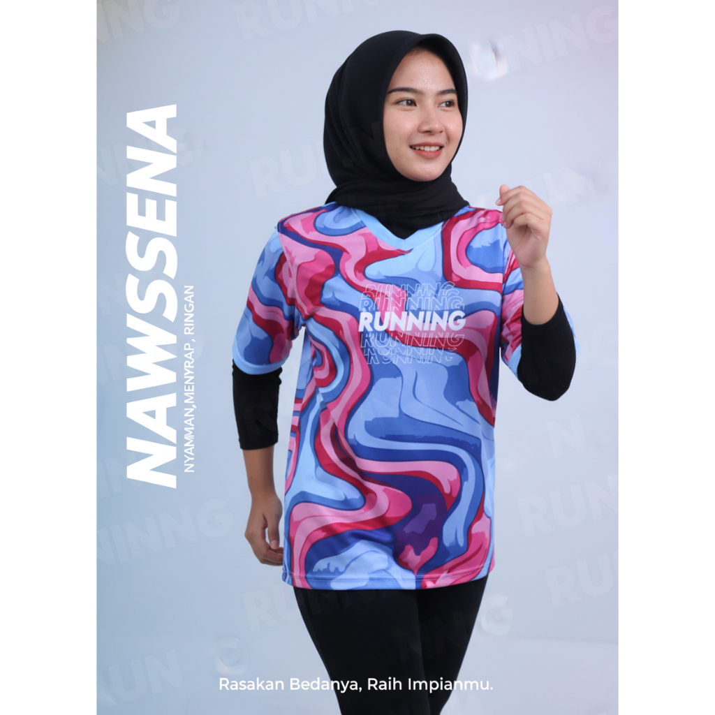 Baju Jersey Running, jersey gym, jersey lari wanita Full Printing 06