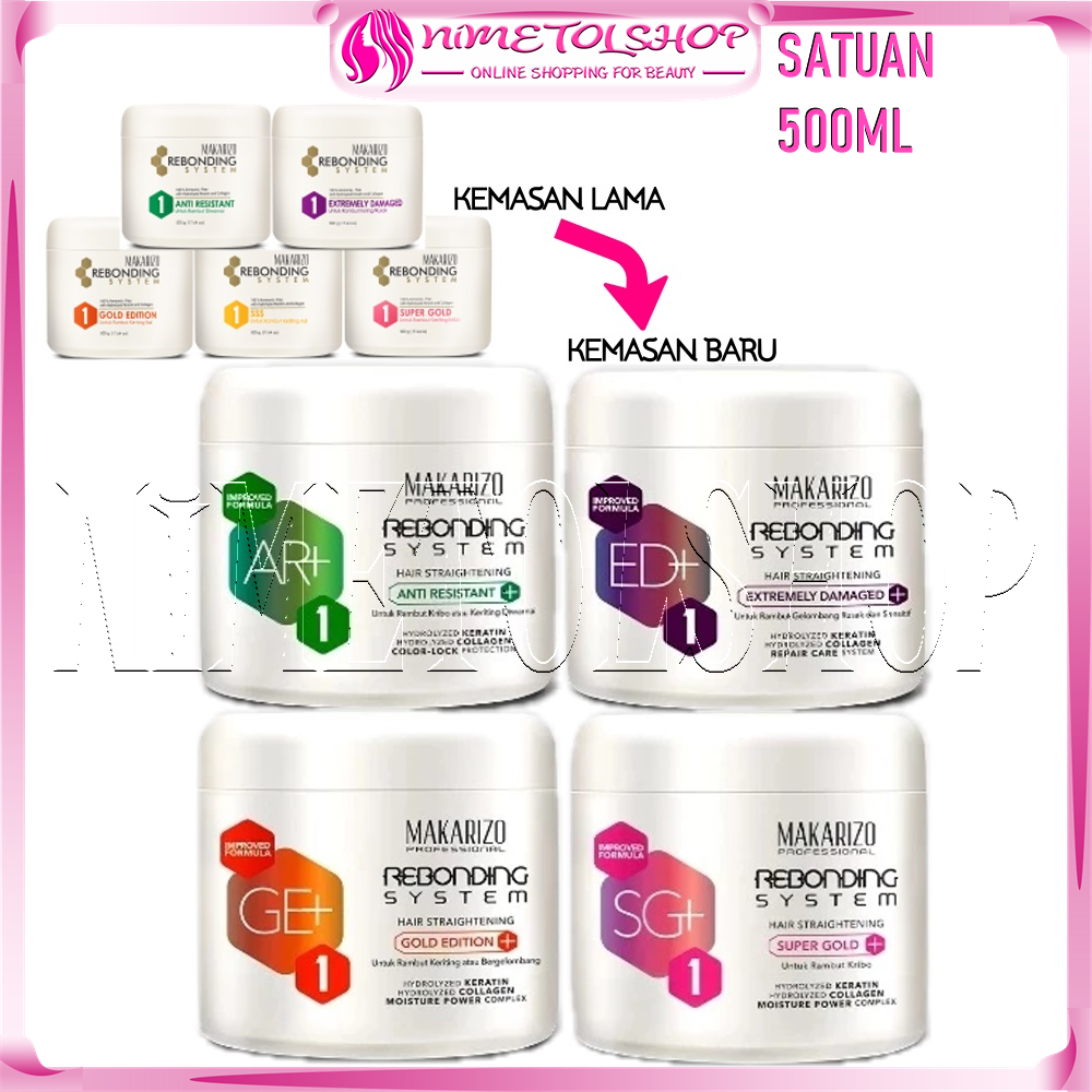 MAKARIZO Rebonding System 500ml STEP 1 / 2 Obat Pelurus Rambut Smoothing Keratin Collagen