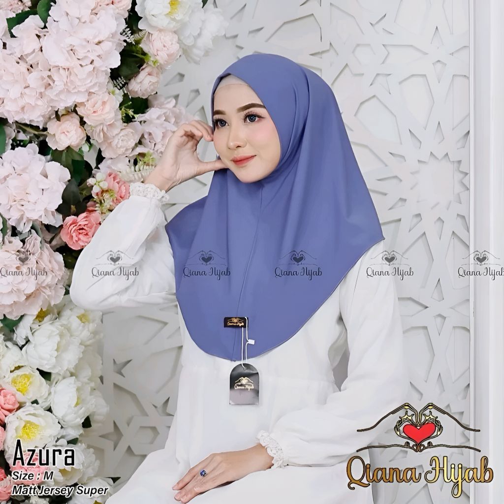 Hijab bergo daily non pet azura M qiana hijab Jersey premium