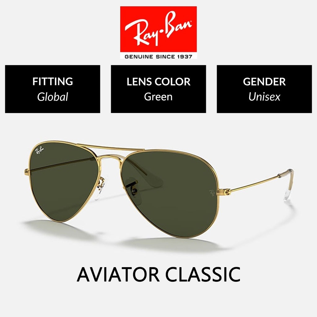 Kacamata Hitam Ray-Ban Aviator Classic RB3025 Unisex Original Sunglasses