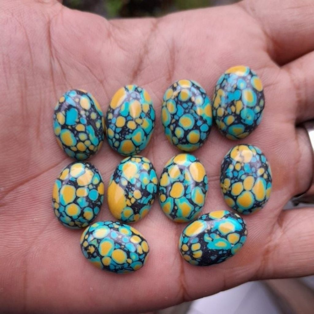 batu akik pirus tibet ceplok kuro 18x13 mm