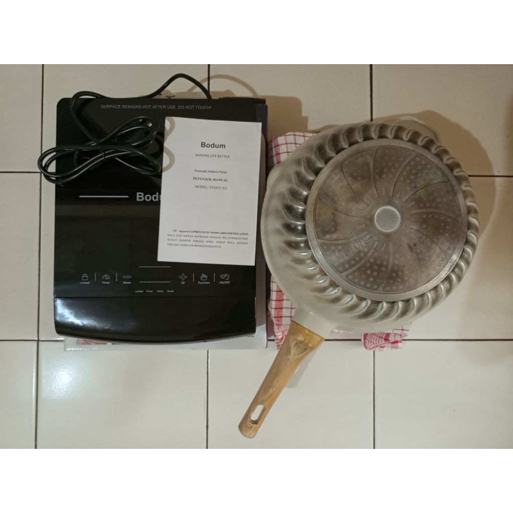 Kompor Listrik Bodum + Wajan Stainless Steel