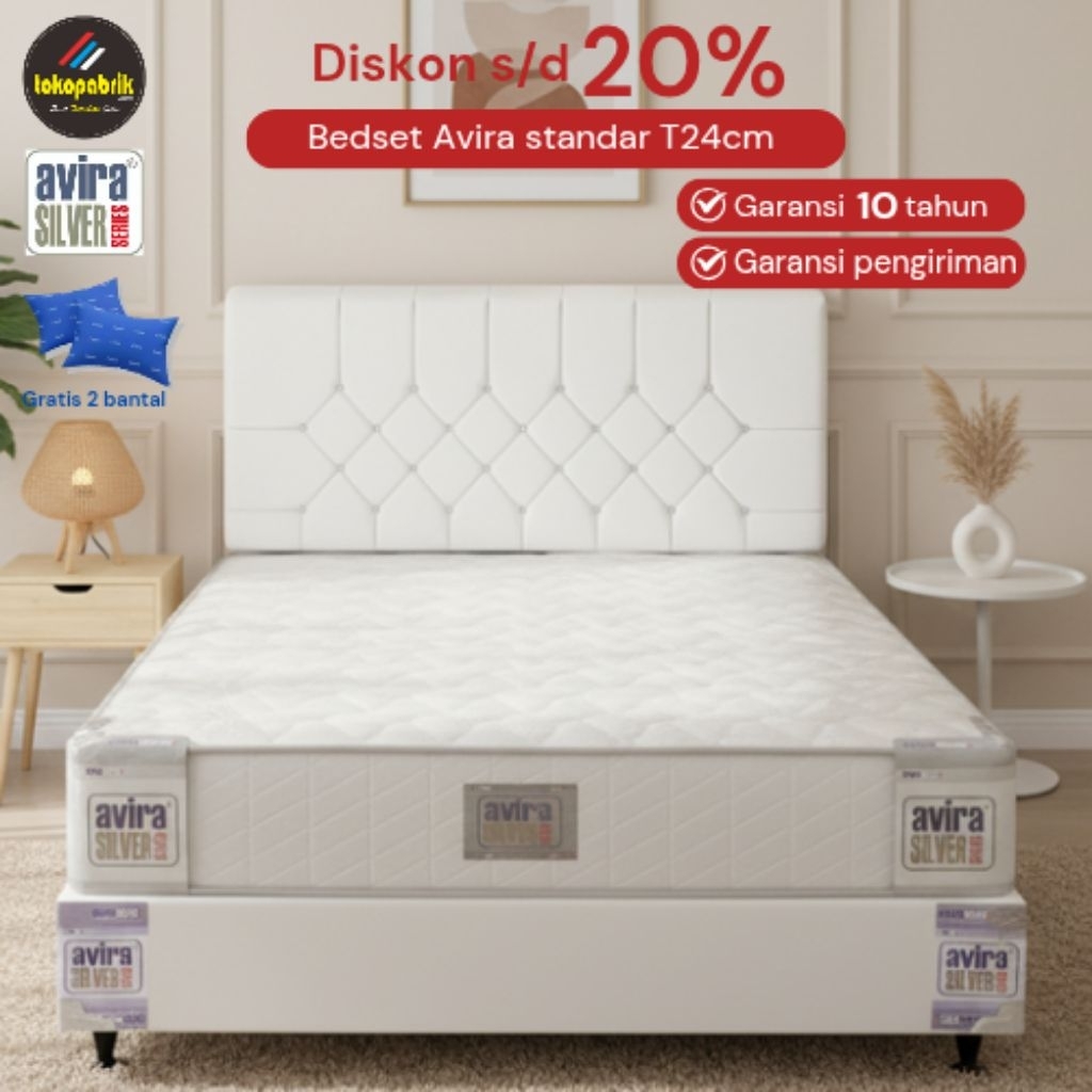 1set divan springbed  avira standar T24cm bedset 160x200 paket springbed divan 180x200 springbed mur