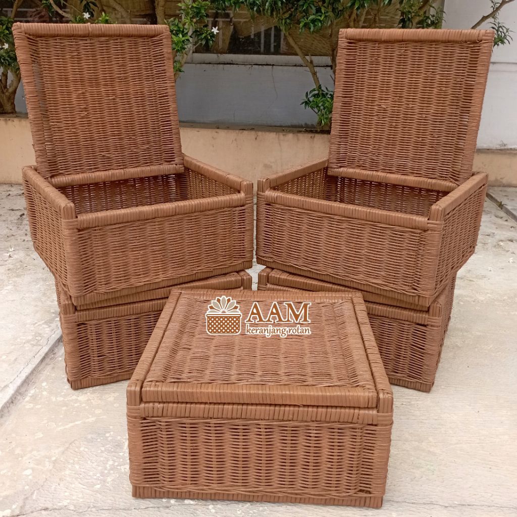 Keranjang Rotan Box Peti 30x30x15cm - Warna Coklat