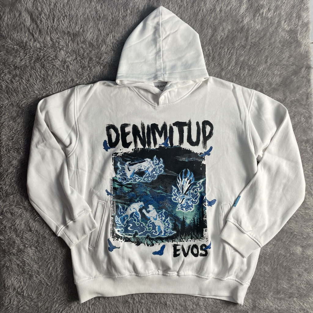 [PRELOVED] DENIM IT UP X EVOS - Hoodie Real Type II (White) - Free Glasses & Keychain