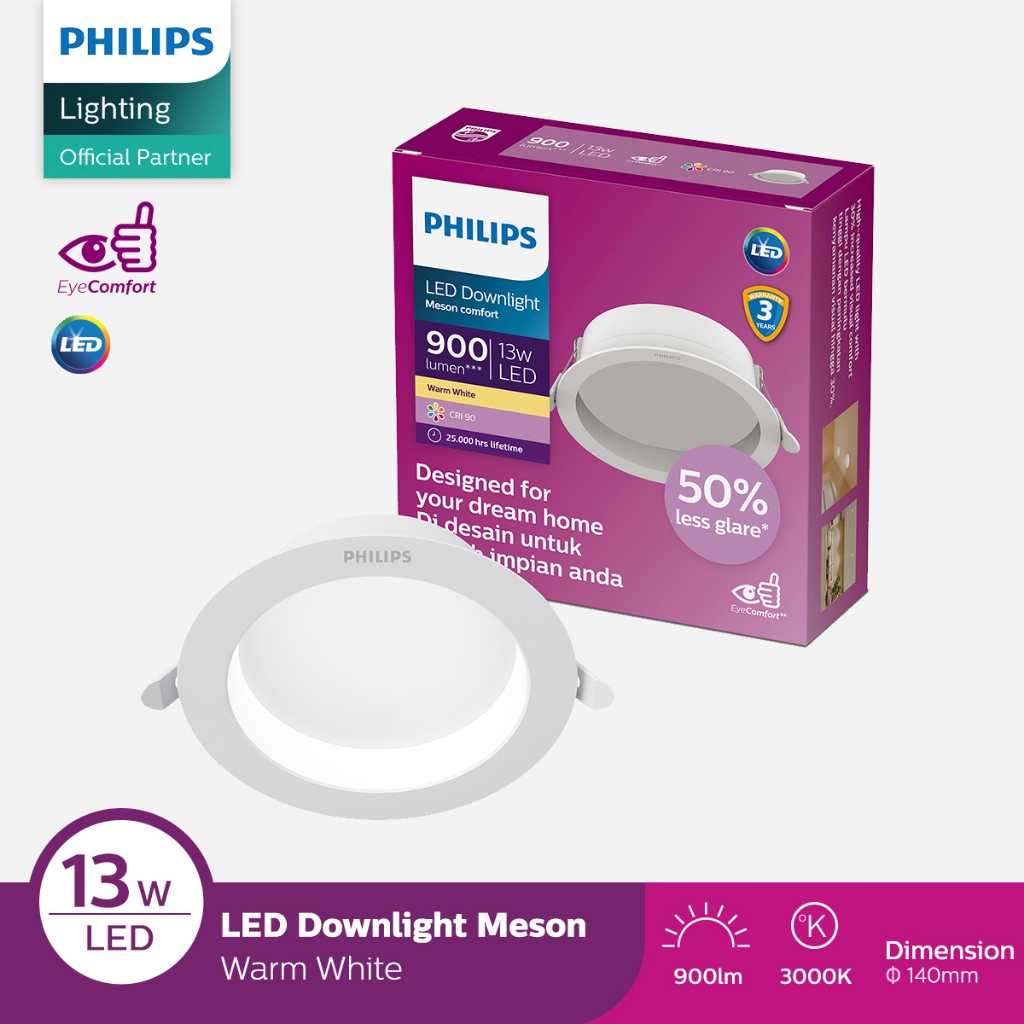 Philips Lampu LED Downlight Meson Comfort 13W 3000K Kuning