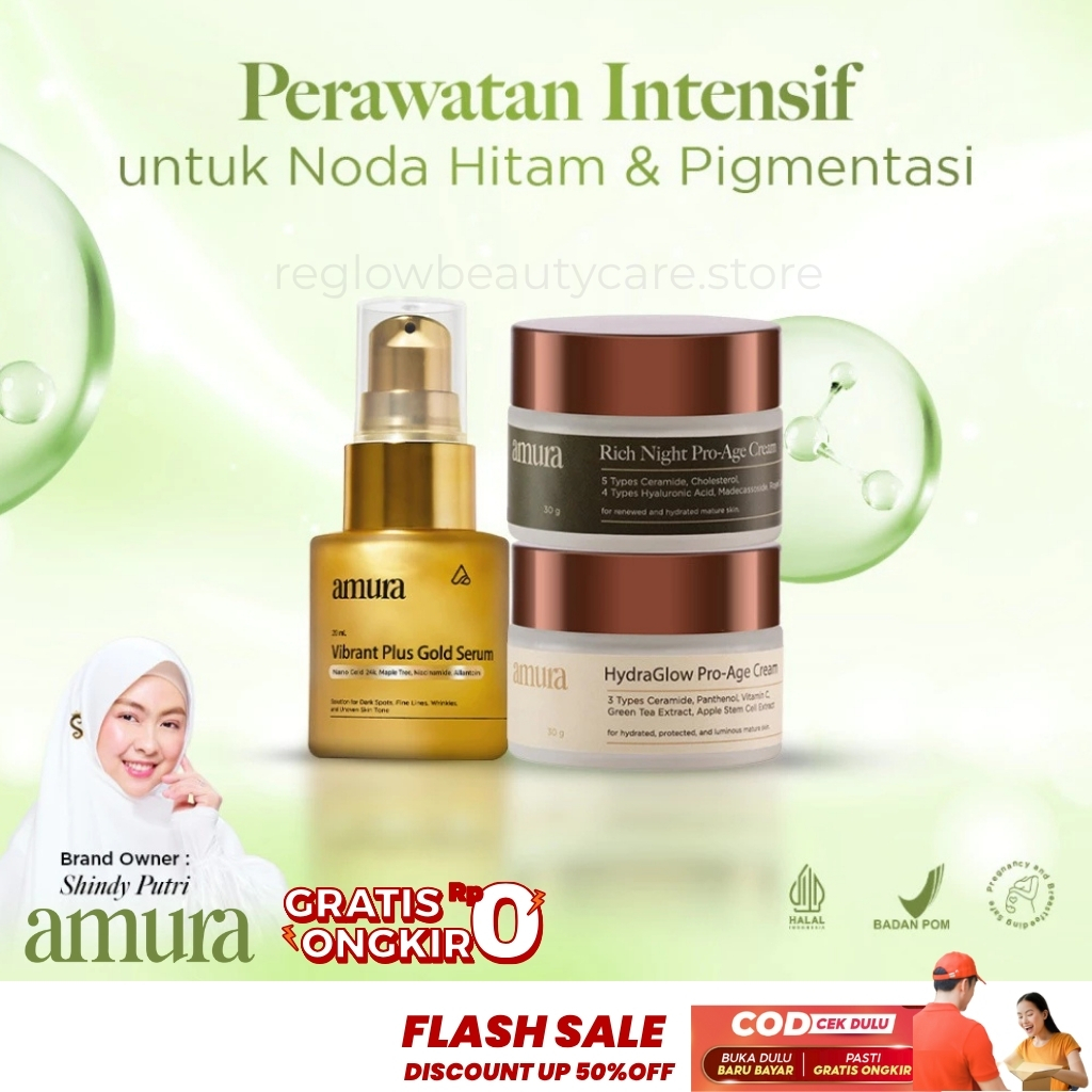 Amura Krim Siang Malam Gold Serum Skincare dr Shindy Pencerah Pemudah Flek Hitam BPOM Resmi Original