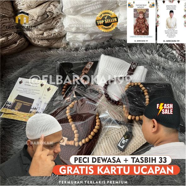 ELBAROKAH99 PECI KOPIAH SONGKOK HAJI MADINAH/Peci Putih/Peci Hitam Terbaik