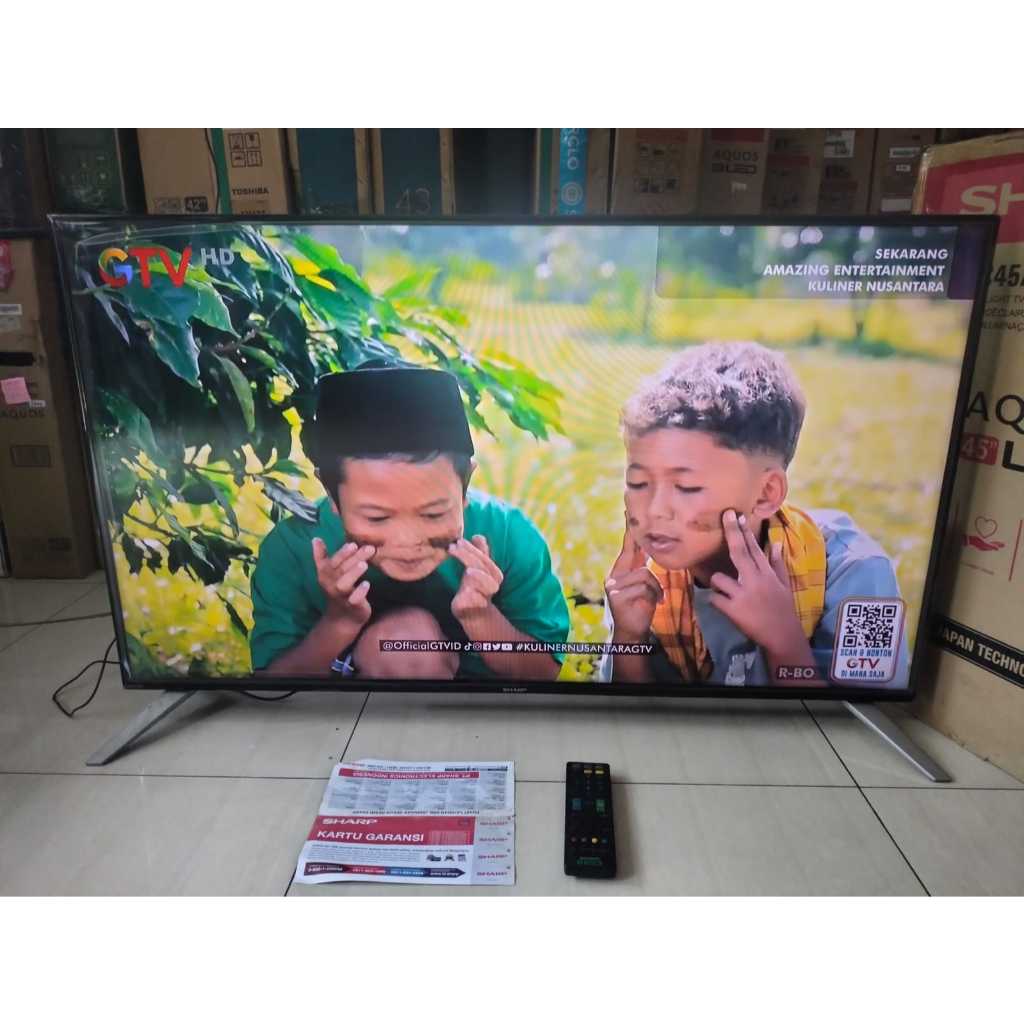 FULLSET TV LED SHARP 45IN Digital TV Sudah gak pakai STB Siap pakai Kondisi bekas masih segel 3587F