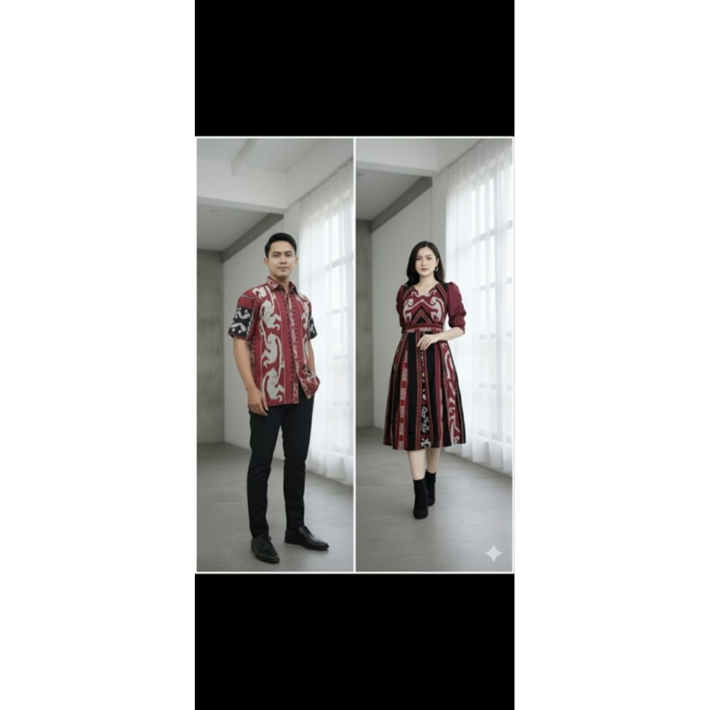 BAJU TENUN BAJU DRESS COUPLE PASANGAN KEMEJA BAJU PASANGAN SERBAGUNA DRESS TENUN