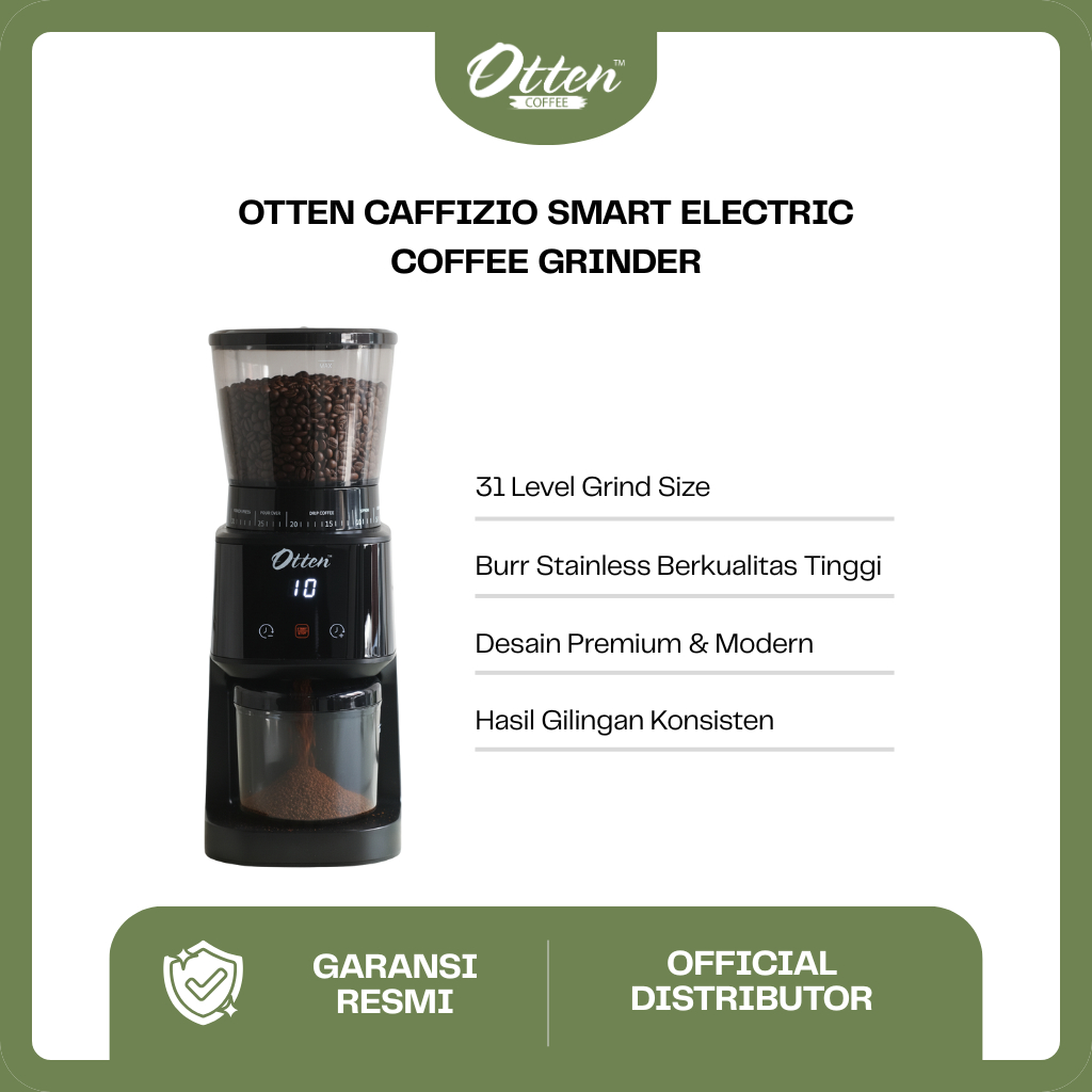 Otten Caffizio - Digital Electric Coffee Grinder Stainless Burr | Mesin Penggiling Kopi Elektrik Gil