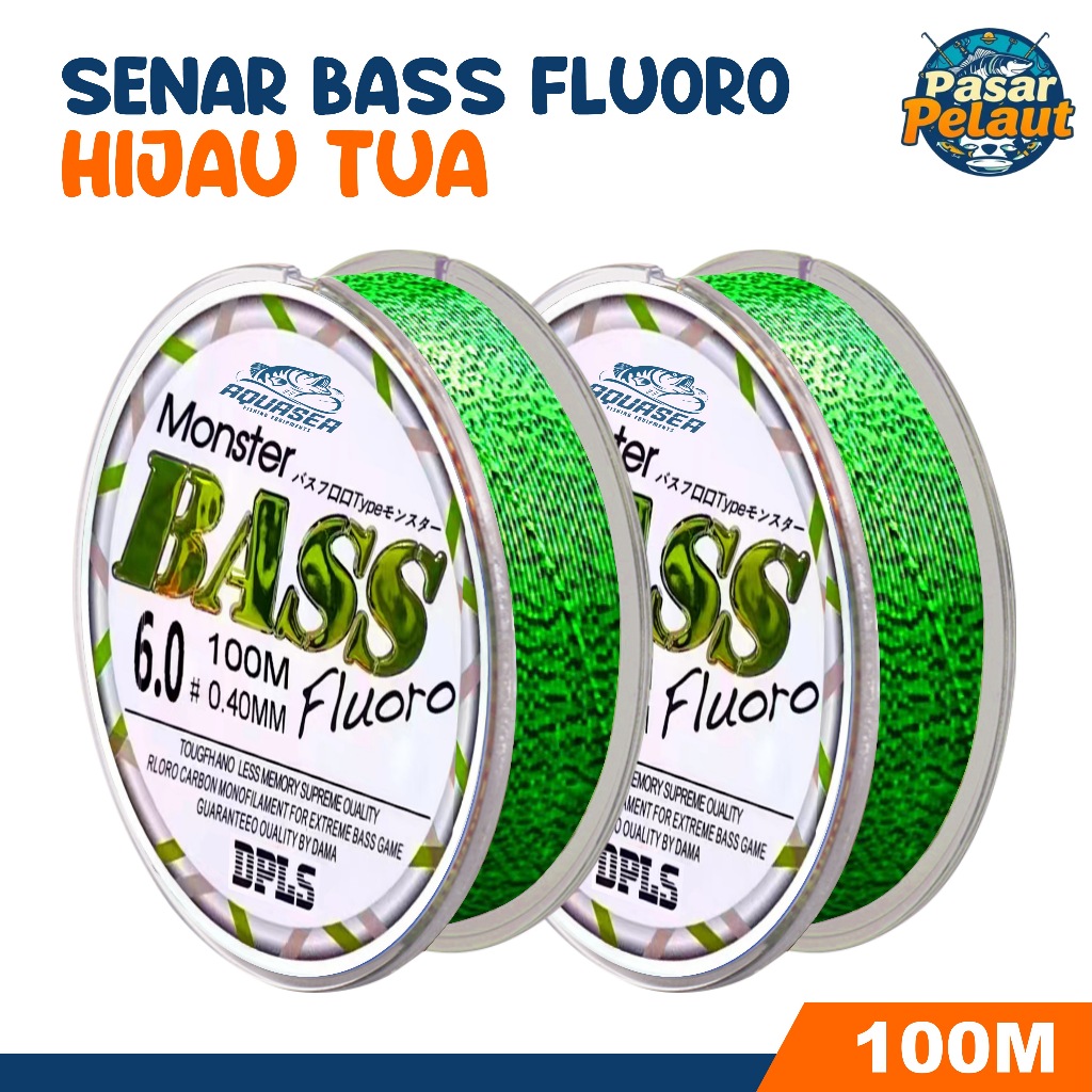PASAR PELAUT Tali Pancing  Bass FLUOROCARBON 100M Warna Hijau Tua Senar Pancing Fishing Line Sangat 