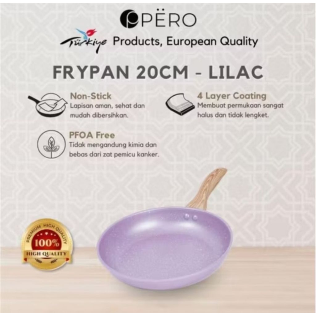 PERO BIOGRANITE FRY PAN 20CM WOODEN HANDLE WAJAN PENGGORENGAN