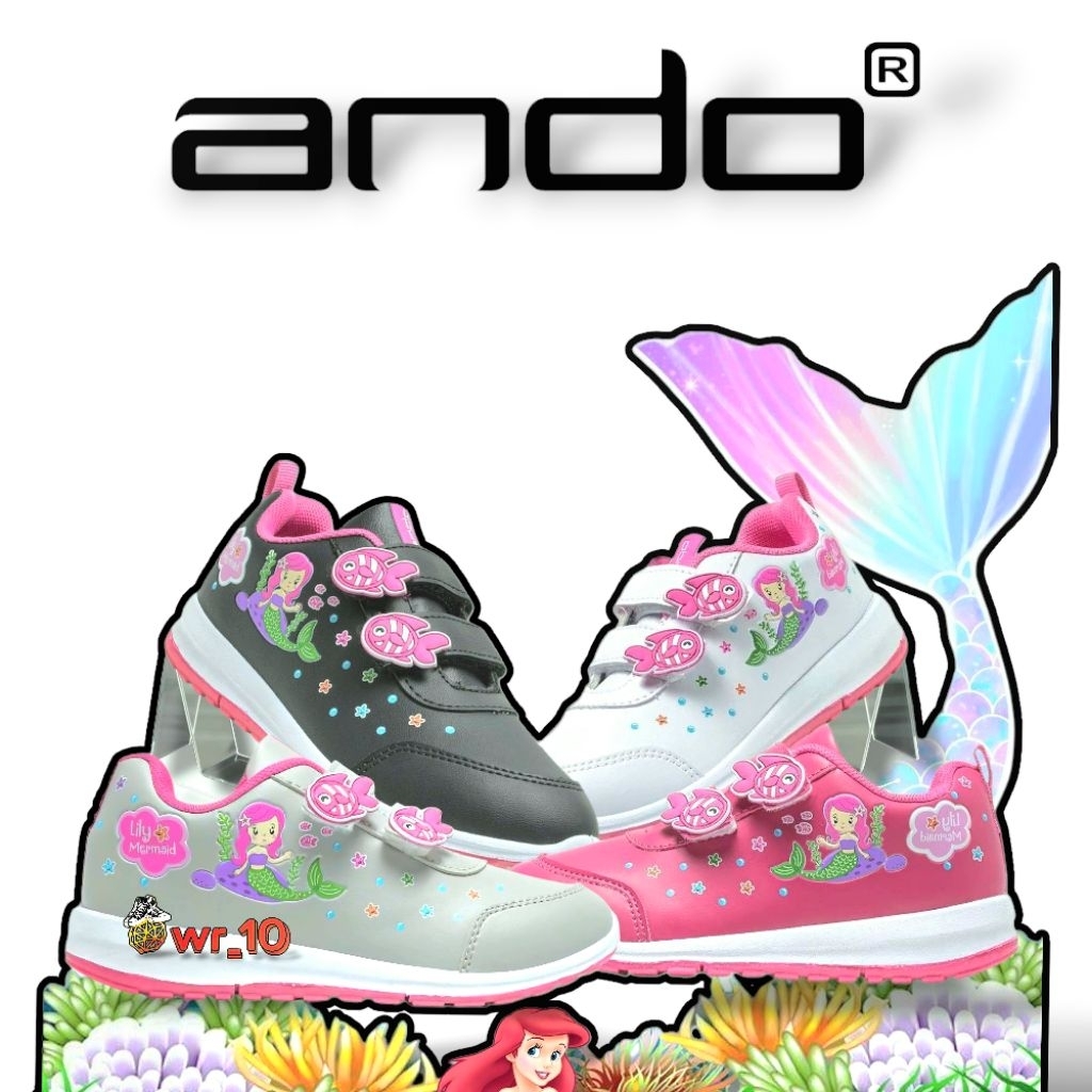 SEPATU ANAK PEREMPUAN ANDO MERMAID SIZE 29-36 ORIGINAL