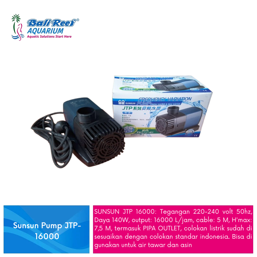 Pompa Kolam Koi Submersible Pompa Sunsun Pro Series JTP-16000 Low Watt