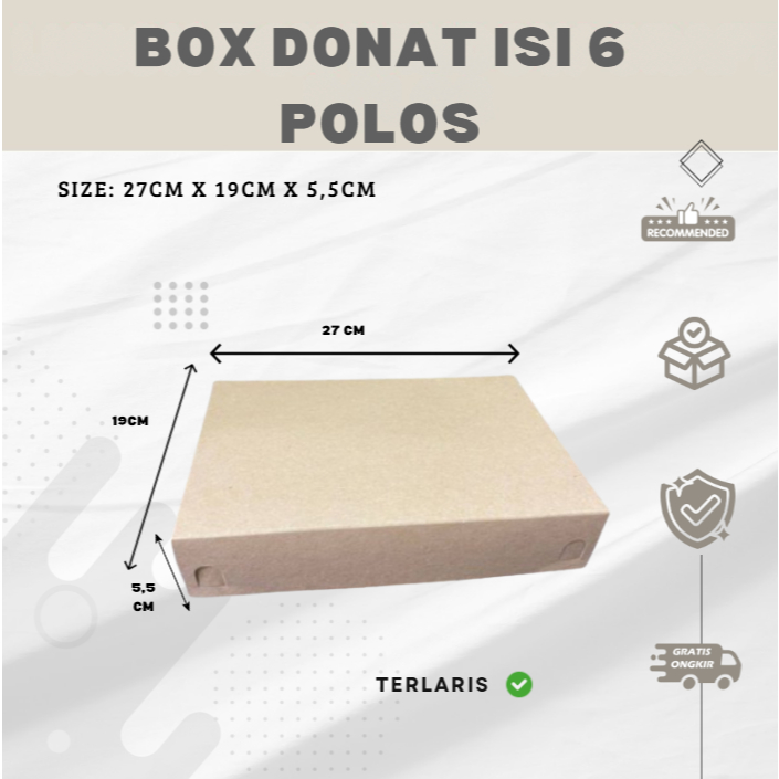 BOX DONUT ISI 6 POLOS, KEMASAN SERBAGUNA, KOTAK DONAT