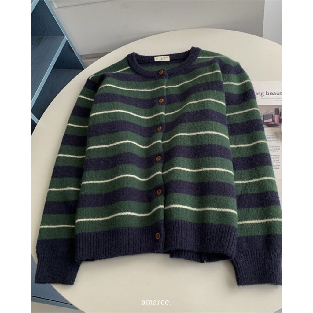 Sienna Stripe Forest Cardigan / Cardigan wanita premium / Stripe cardigan premium / Cardigan wanita 