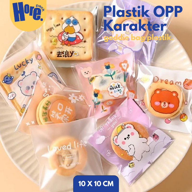 100Pcs Plastik Packing cookies lucu kemasan kue lucu unik goddie bag plastik cookies 10x10