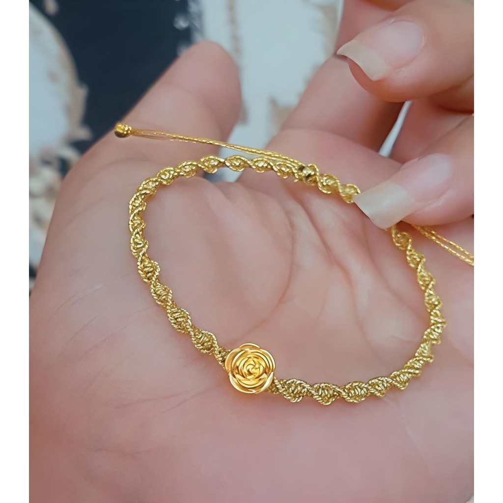 Gelang Tali Emas Asli Teratai 24K Hongkong 999.9