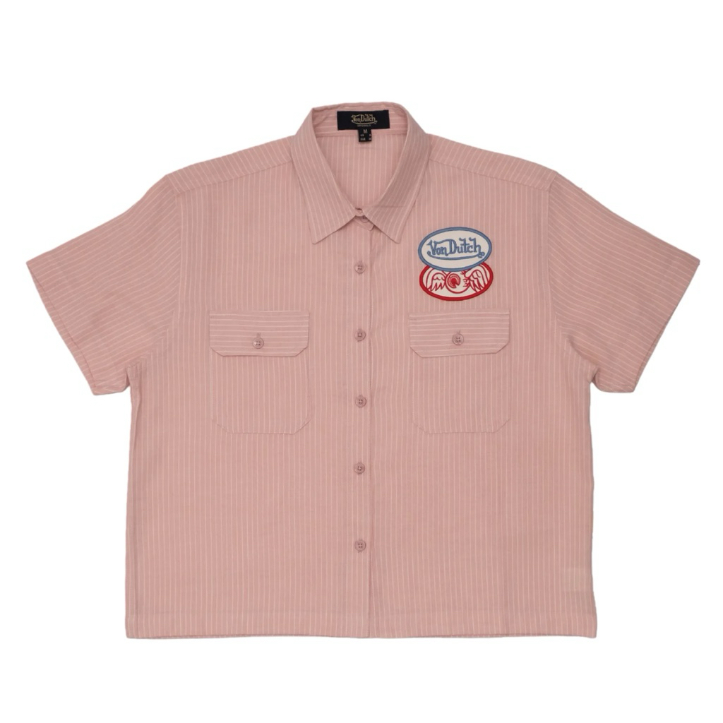 VONDUTCH baju kemeja ladies workshirt stripe pink boxy shirt woman wanita NEW ORIGINAL 100%