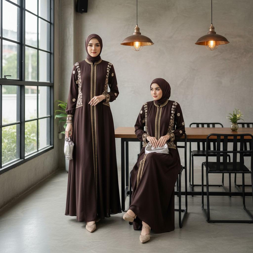 Gamis Aluna Set Hijab Bordir Gamis Ceruty Bordir Mix Payet Gamis Kondangan Elegan