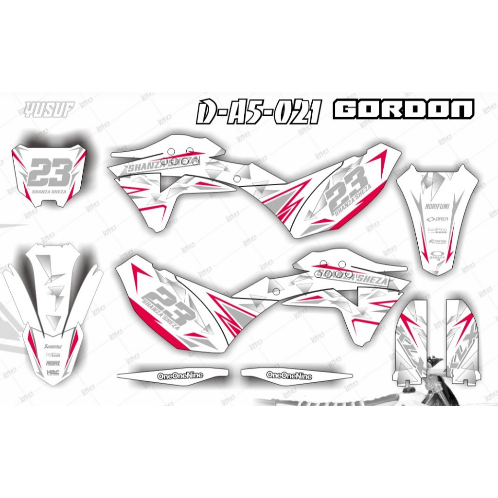 DECAL STIKER KLX GORDON DEKAL VARIASI STRIPING CUSTOM FULLBODY BIRU PUTIH
