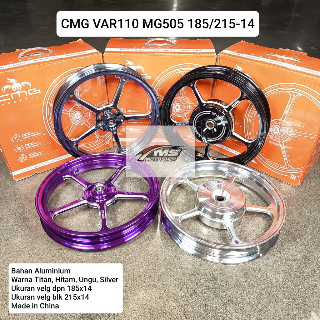 CMG VELG MOTOR VARIO 110/BEAT/SCOOPY KARBU MG505 185/215 RING 14 WARNA TITAN ; HITAM ; UNGU ; SILVER