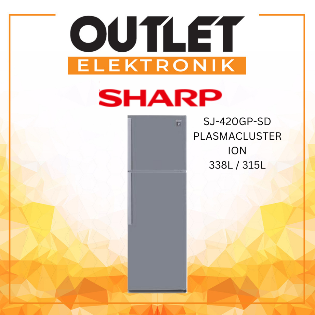 Sharp Kulkas 2 Pintu SJ-420GP-SD PLASMACLUSTER ION / SJ420GPSD / SJ 420 GPSD / 420GPSD
