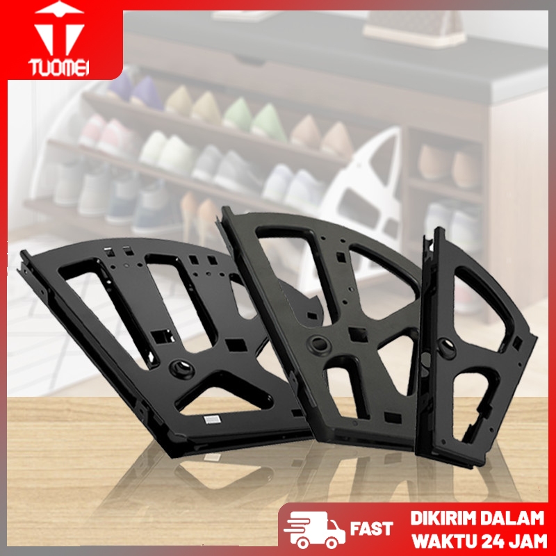 2pcs Rak Sepatu 1/2/3Susun HITAM BESI / Engsel Rak Sepatu Kipas/ Fitting Rak Sepatu Putar /Braket Ra