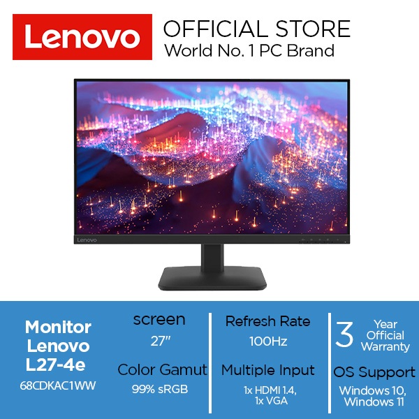 Lenovo Monitor L27-4e 27" IPS 99%sRGB 82dpi 100hz