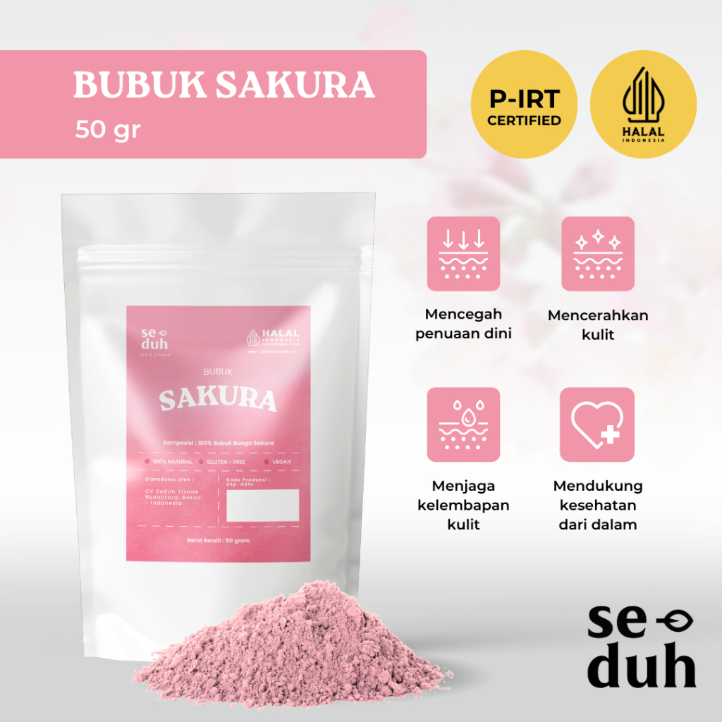 SEDUH TEA & TISANE | Bubuk Ekstrak Sakura / Sakura Extract Powder / Flower Powder 50 gram