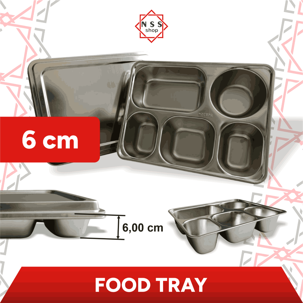 Foodtray Ompreng MBG 6 CM Stainless Steel SUS 304 | Ompreng Food Tray Lunch Box MBG Tahan Karat
