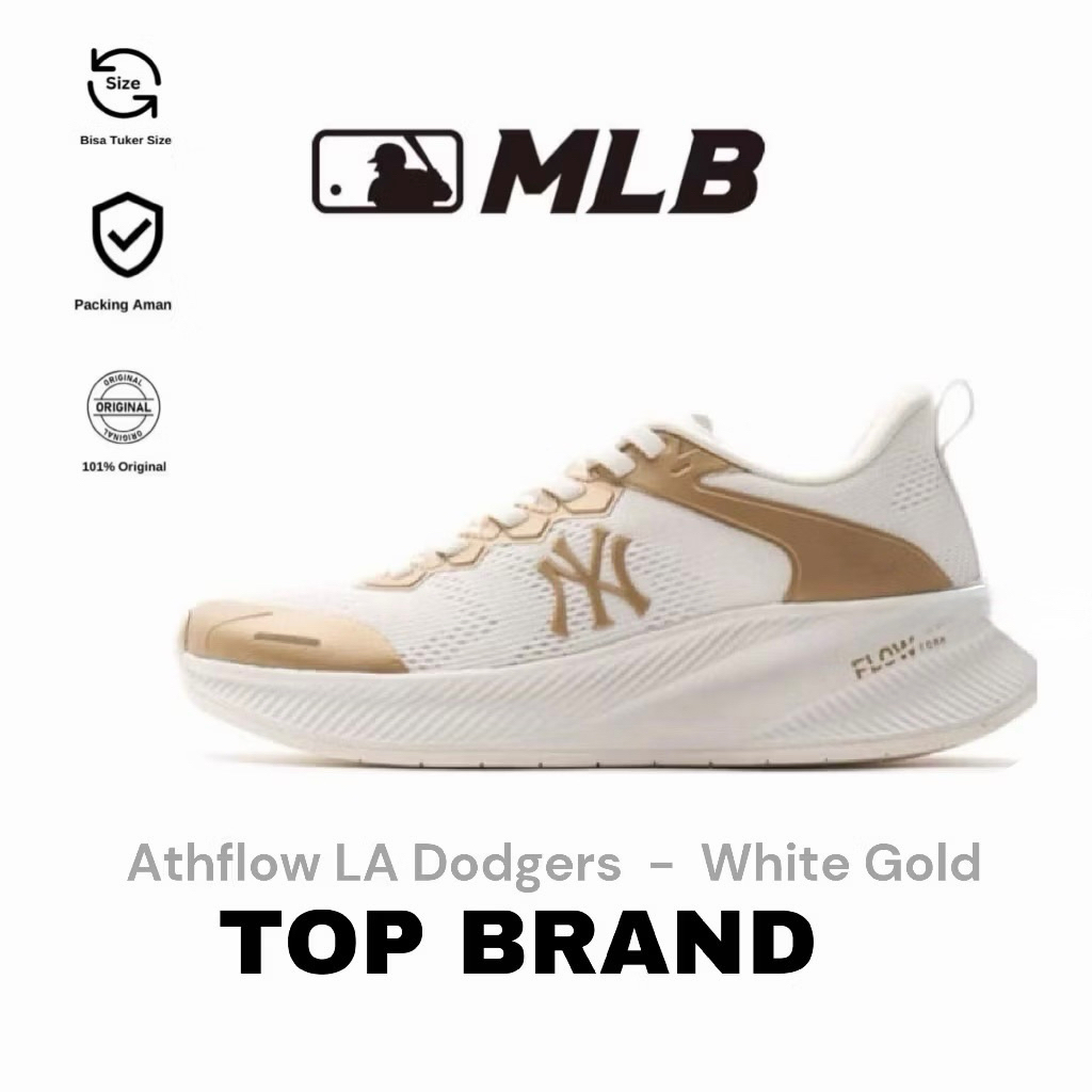 MLB Athflow NY Yankees Sneakers Shoes White Gold Original 100%