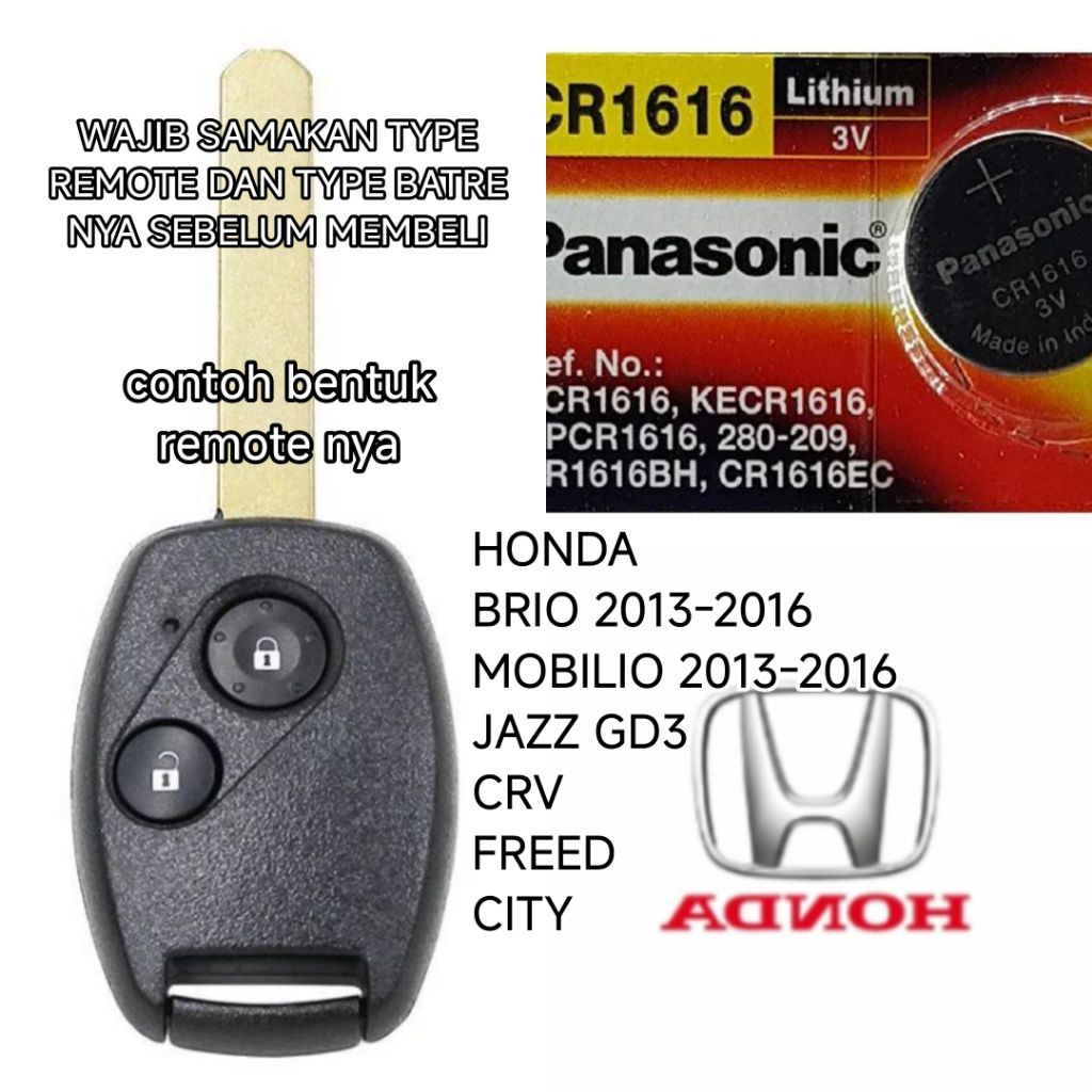 SATU BIJI batre remote honda brio mobilio 2013-2016/ jazz GD3/ CRV gen2/ ACCORD CM5/ FREED