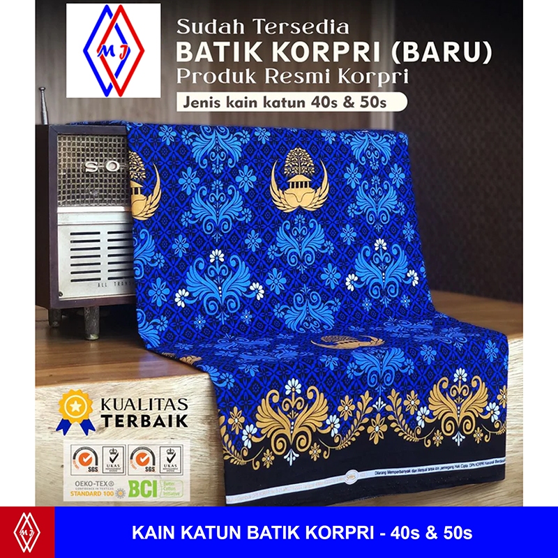 KAIN SERAGAM BATIK KORPRI / KAIN BATIK KORPRI / KAIN KATUN BATIK KORPRI 40s / KAIN KATUN BATIK KORPR